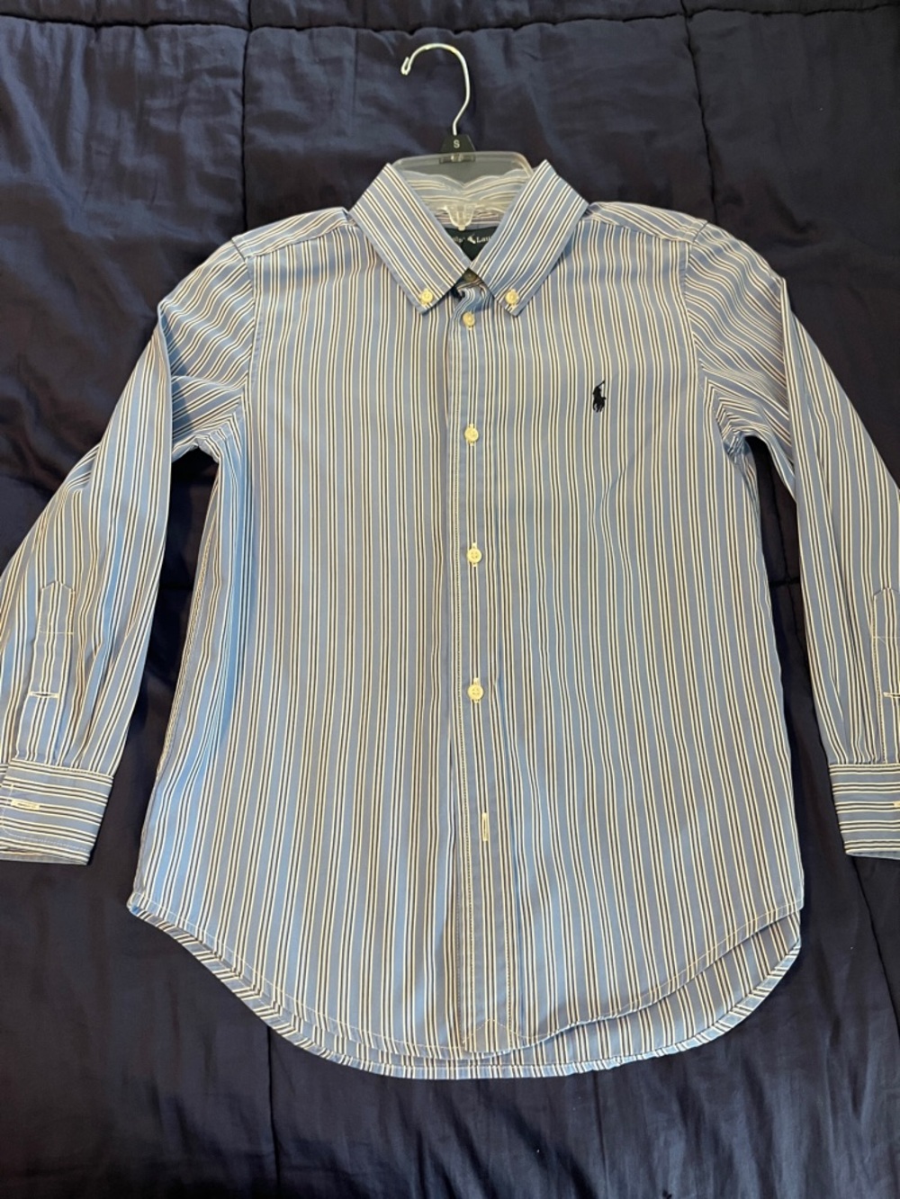 Ralph Lauren Boys Blue & White Striped Button-Down Shirt